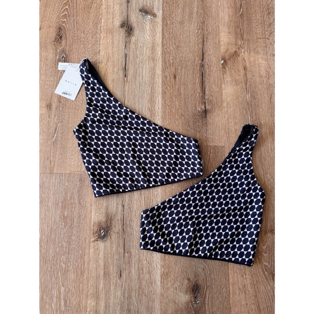 BAIIA NWT Mirage Reversible Black Bikini Wrap Top Geometric Size 4